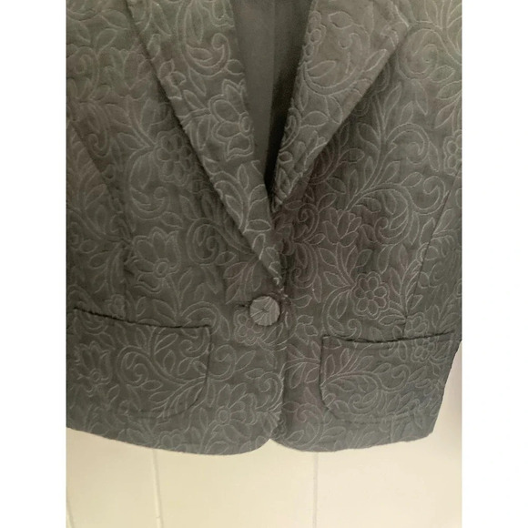 Club Monaco cropped Jacquard black blazer Sz 6 - Picture 6 of 13